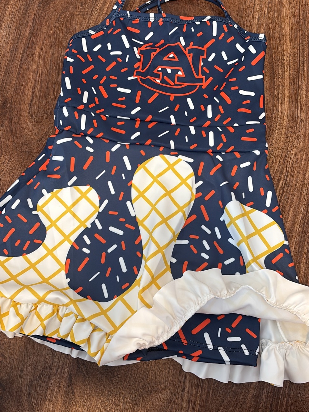 Navy Auburn Logo Ice Cream Drip Dress with Shorts attached